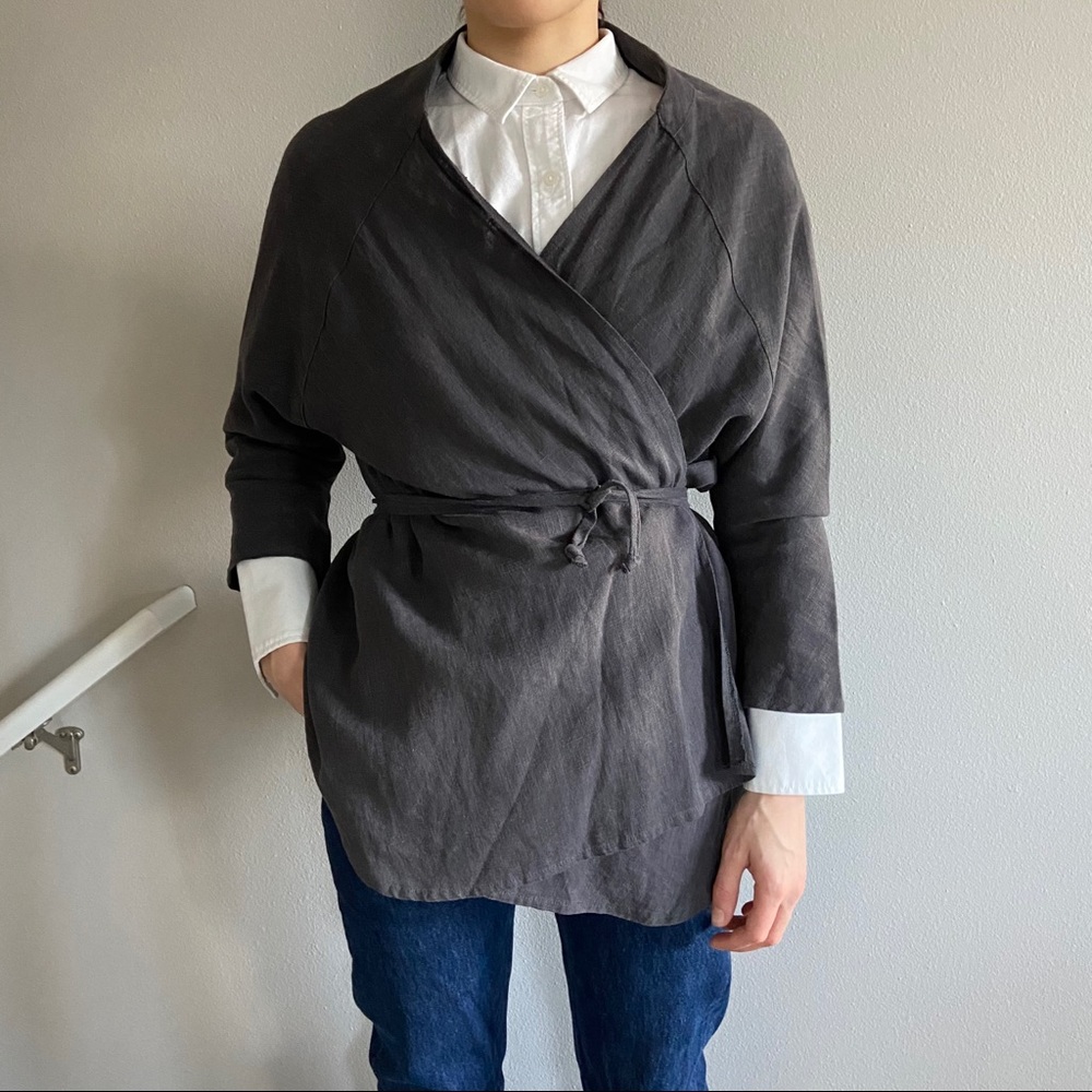 Kimono-style linen jacket